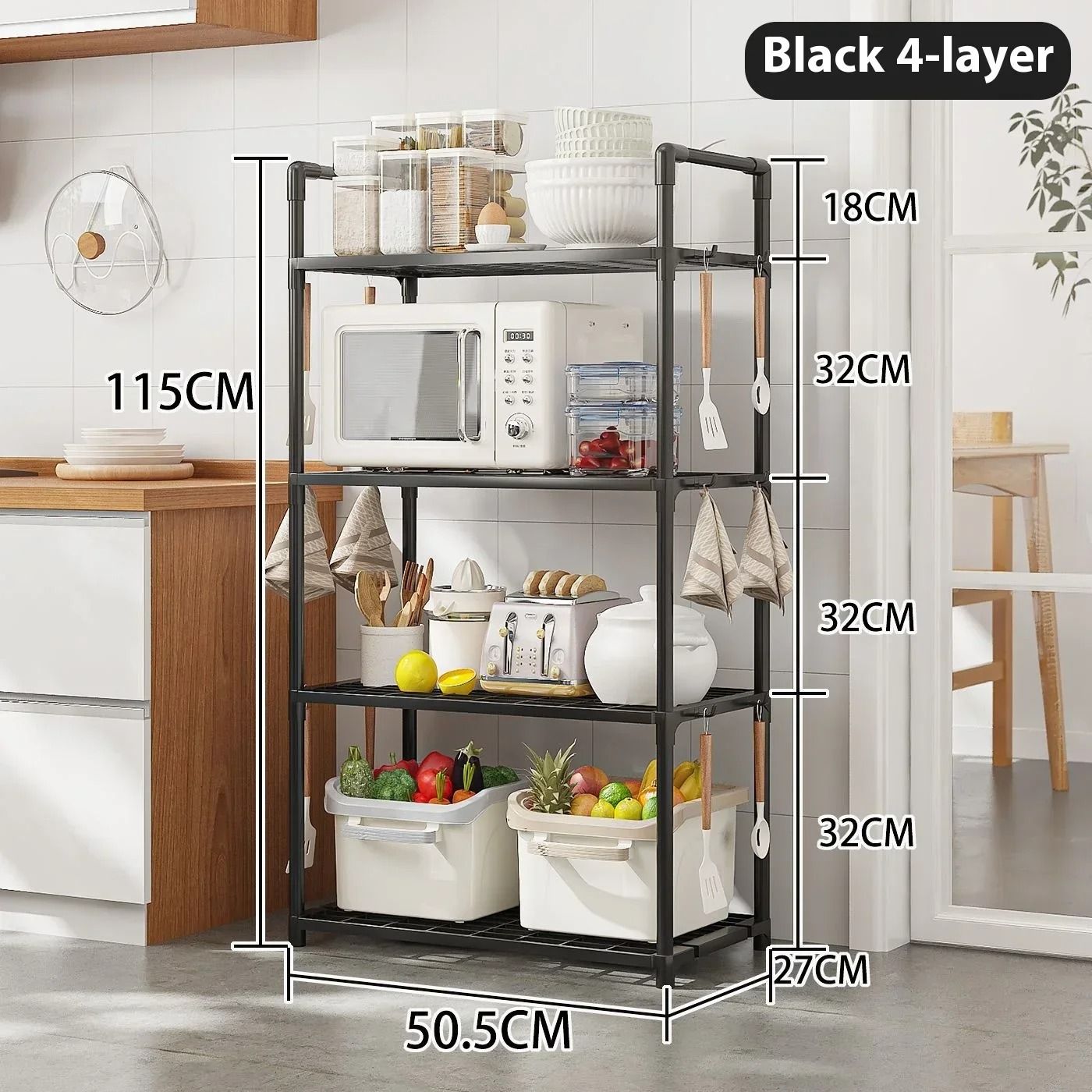 Multilayer Kitchen Storage Shelf Microwave Oven Rack Organizer