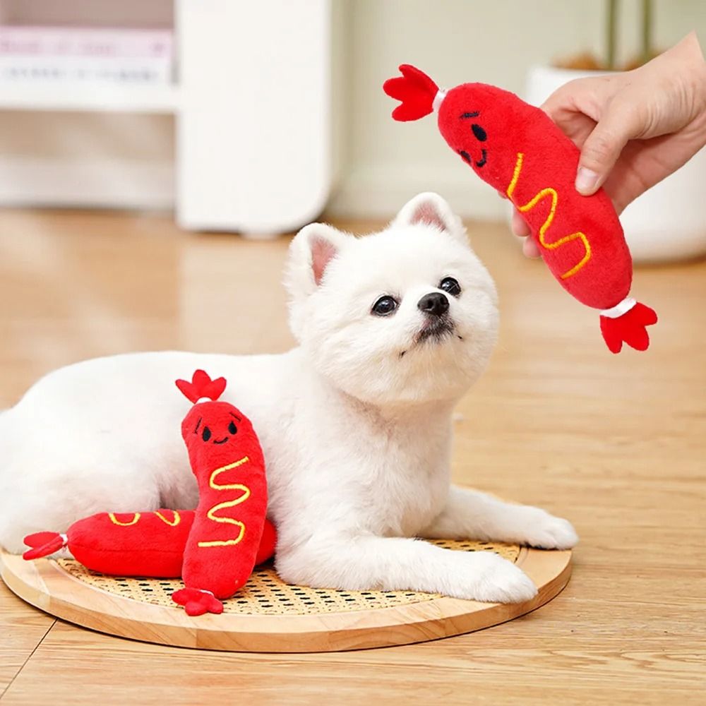 Professional Hot Dog Squeaky Plush Pet Toy