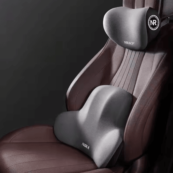 Ergonomic Memory Foam Car Neck & Lumbar Support Cushion Set – Headrest & Back Comfort Pillow