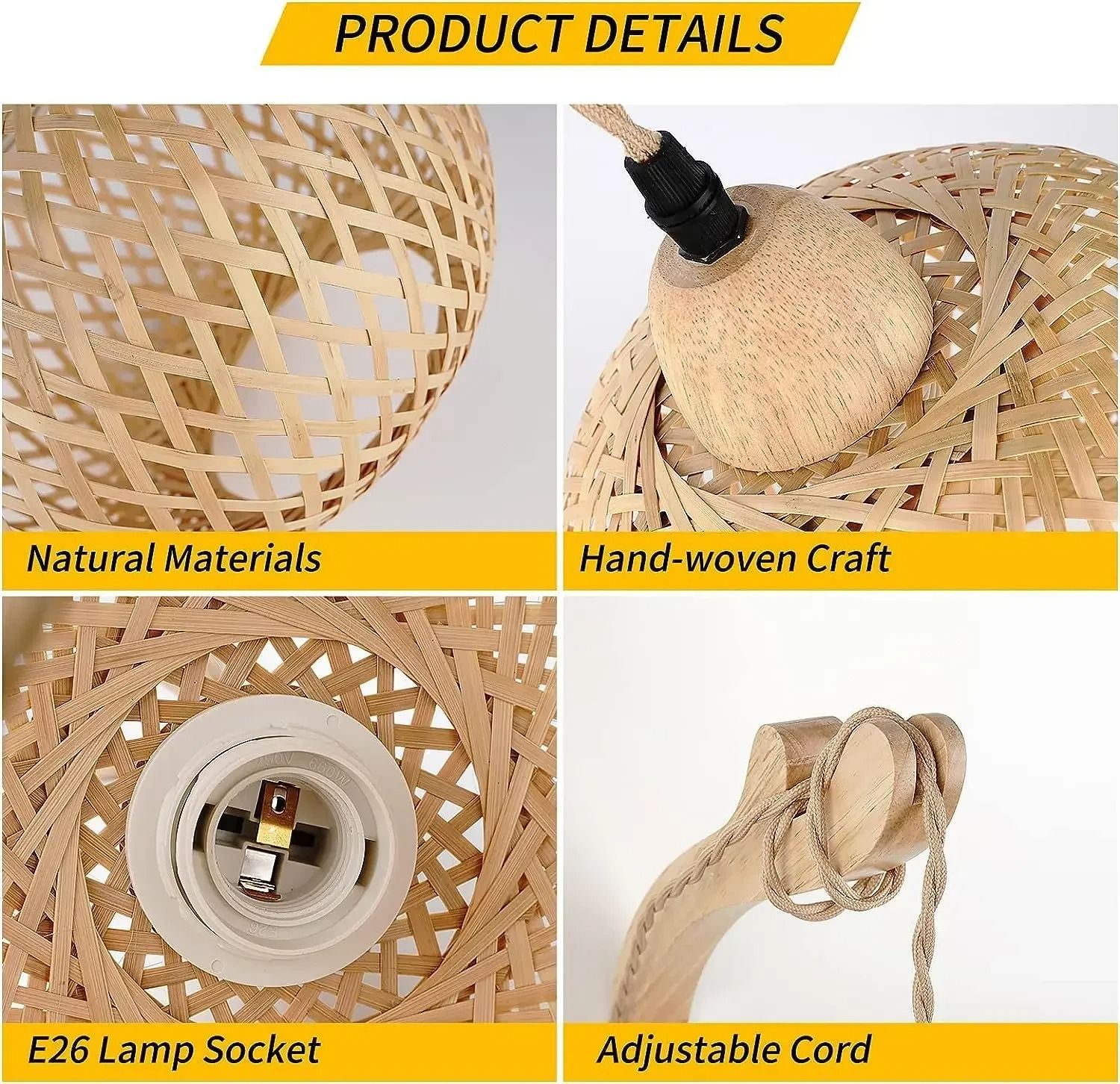 Bamboo Lantern Wall Lamp – Hand-Woven Natural Rattan Wicker Light Fixture