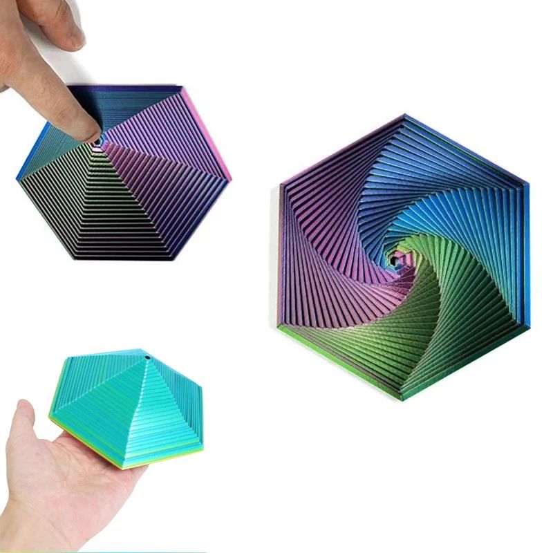 Portable 3D Printed Fractal Fidget Hexagon, Sensory Anti-Stress Toy, Desktop Ornament, Visual Kid Toy for Relaxation