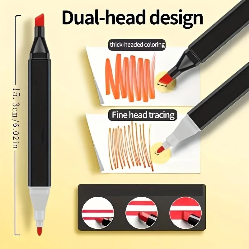 Professional Permanent Sketch Markers Dual Head Set