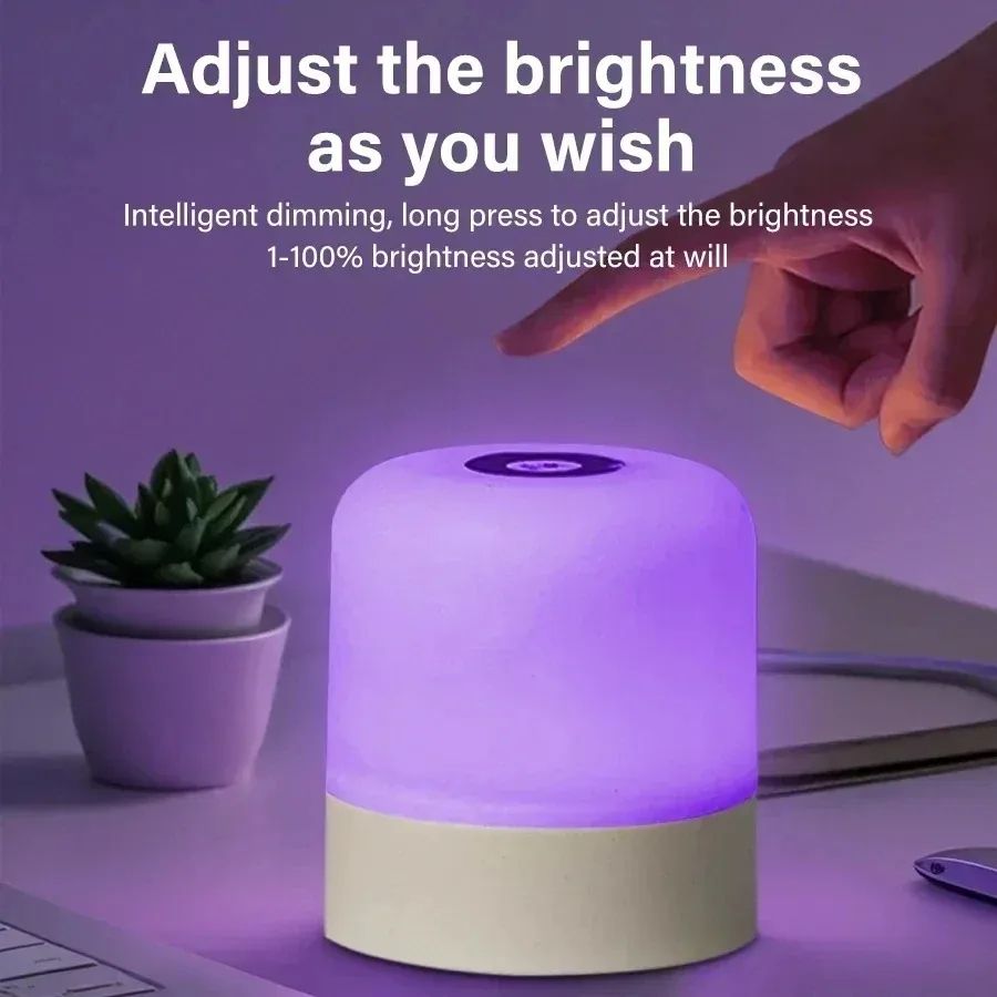 Rechargeable RGB Touch Night Light Table Lamp – Dimmable Bedside Lamp with Remote Control
