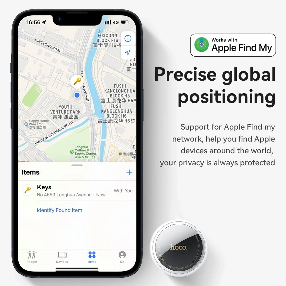 Smart Bluetooth Tracker for Keys Pets and Wallet Apple Find My GPS Locator