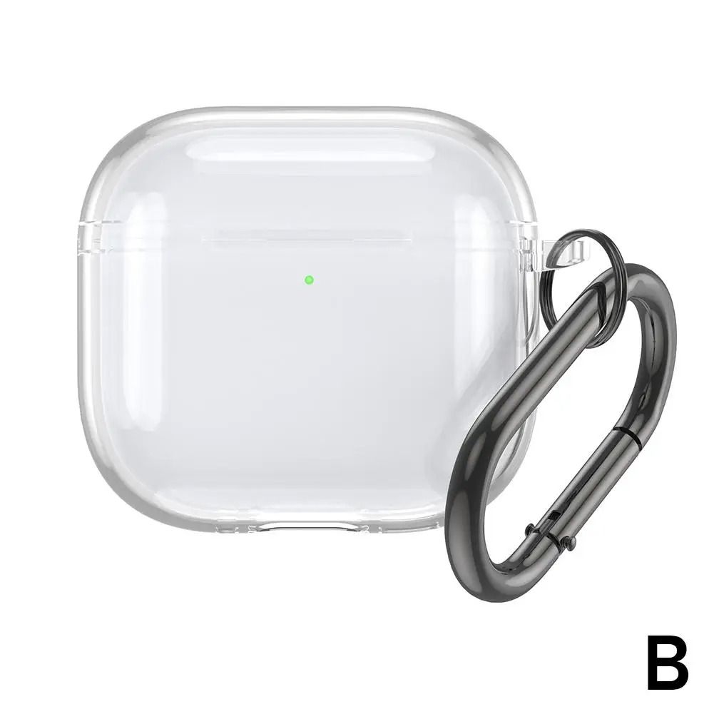 Transparent AirPods 4 Case Shockproof TPU Silicone Cover with Keychain