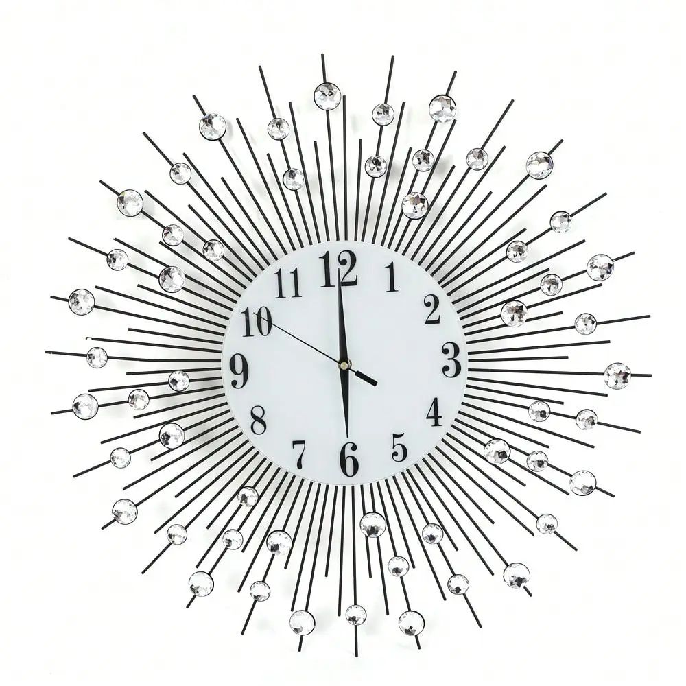 Sun Design Crushed Diamond Crystal Wall Clock 60 cm