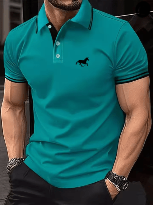 Mens Classic Polo Shirt Short Sleeve Casual Button Lapel Top