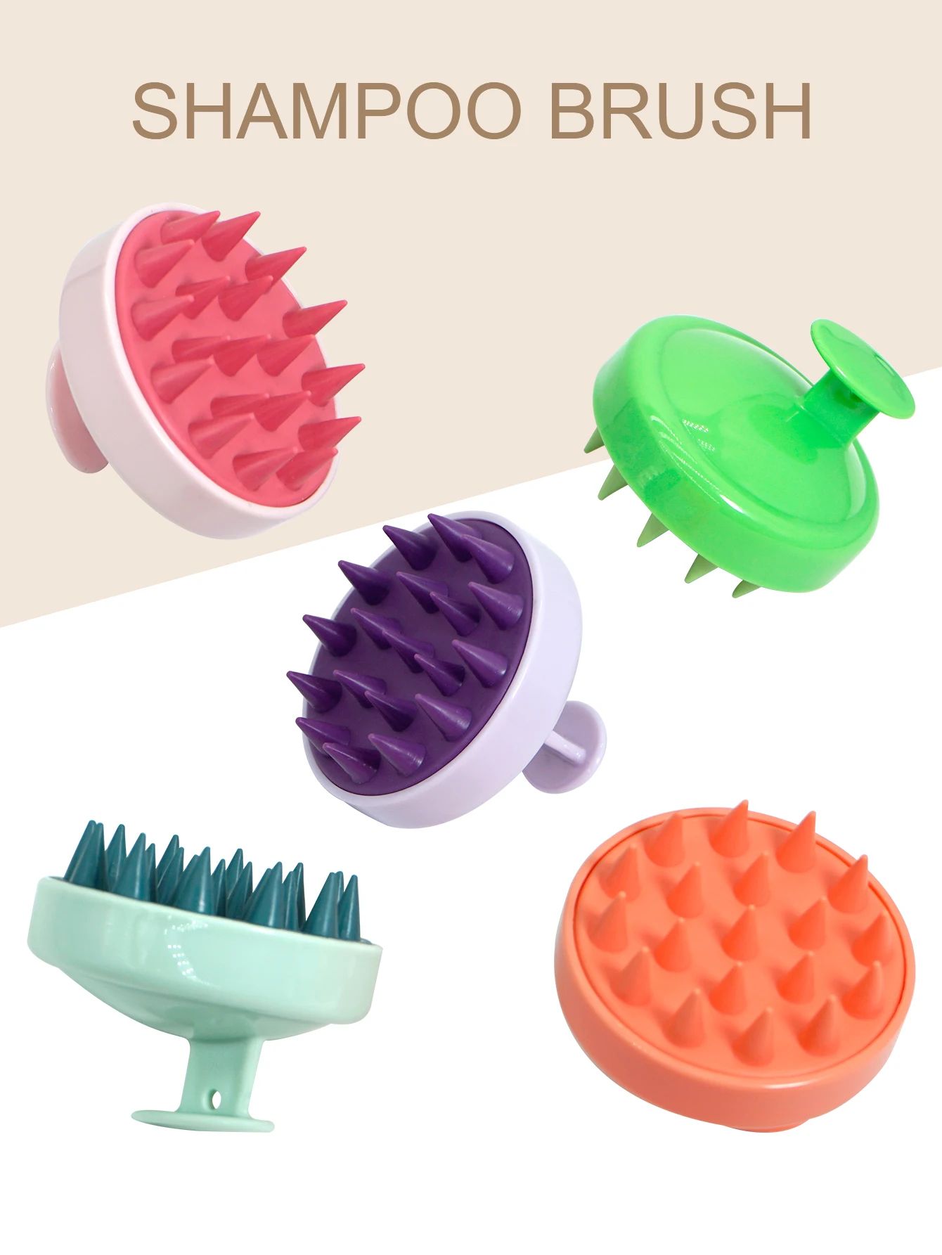Silicone scalp massager shampoo brush with ergonomic handle for deep clean, exfoliation, and relaxing shower massage