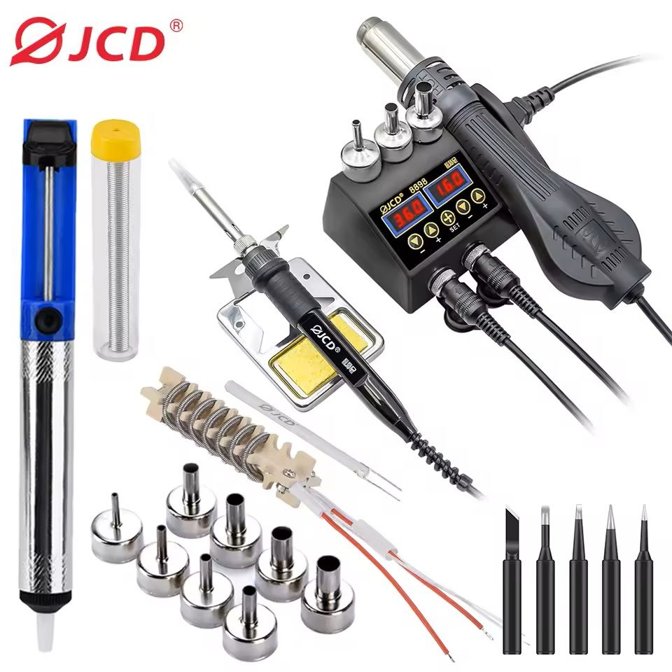 High-Power 2-in-1 Soldering Station with Hot Air Gun and Adjustable Temperature