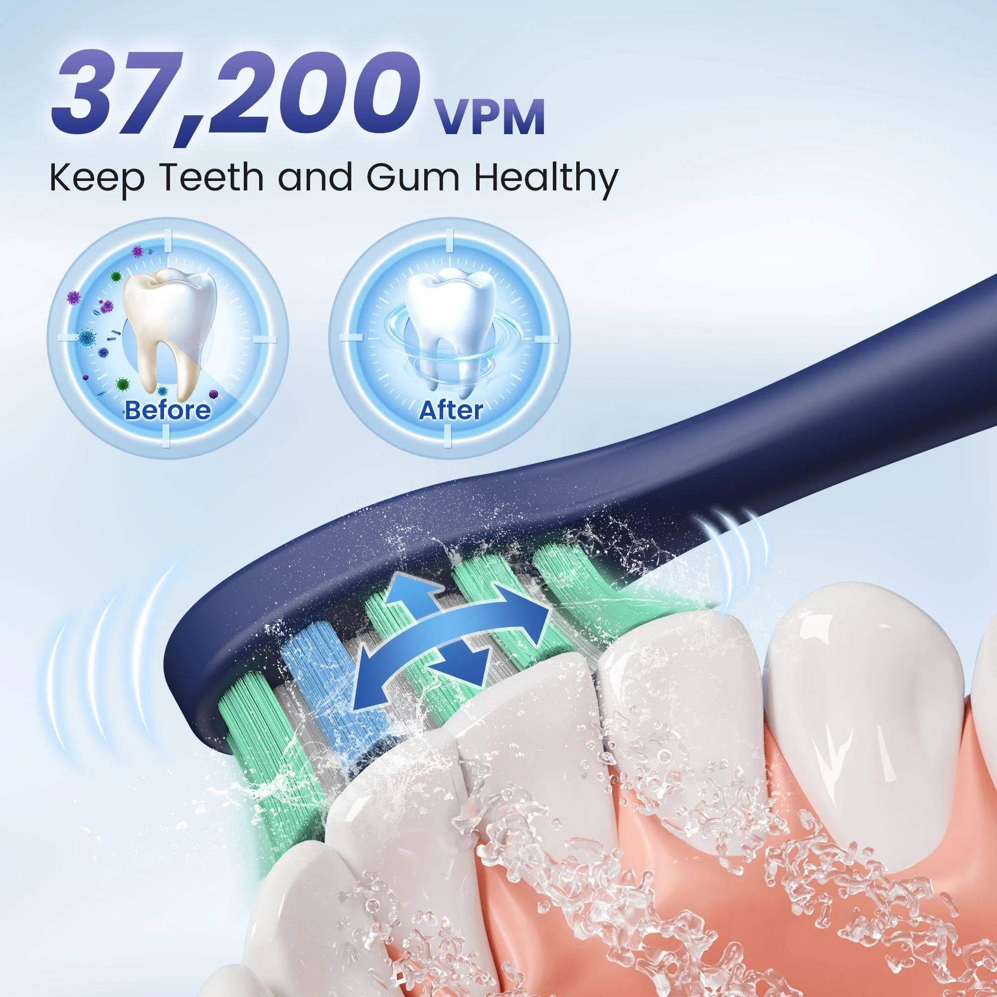 Sonic Electric Toothbrush Rechargeable with 5 Modes and 6 Brush Heads