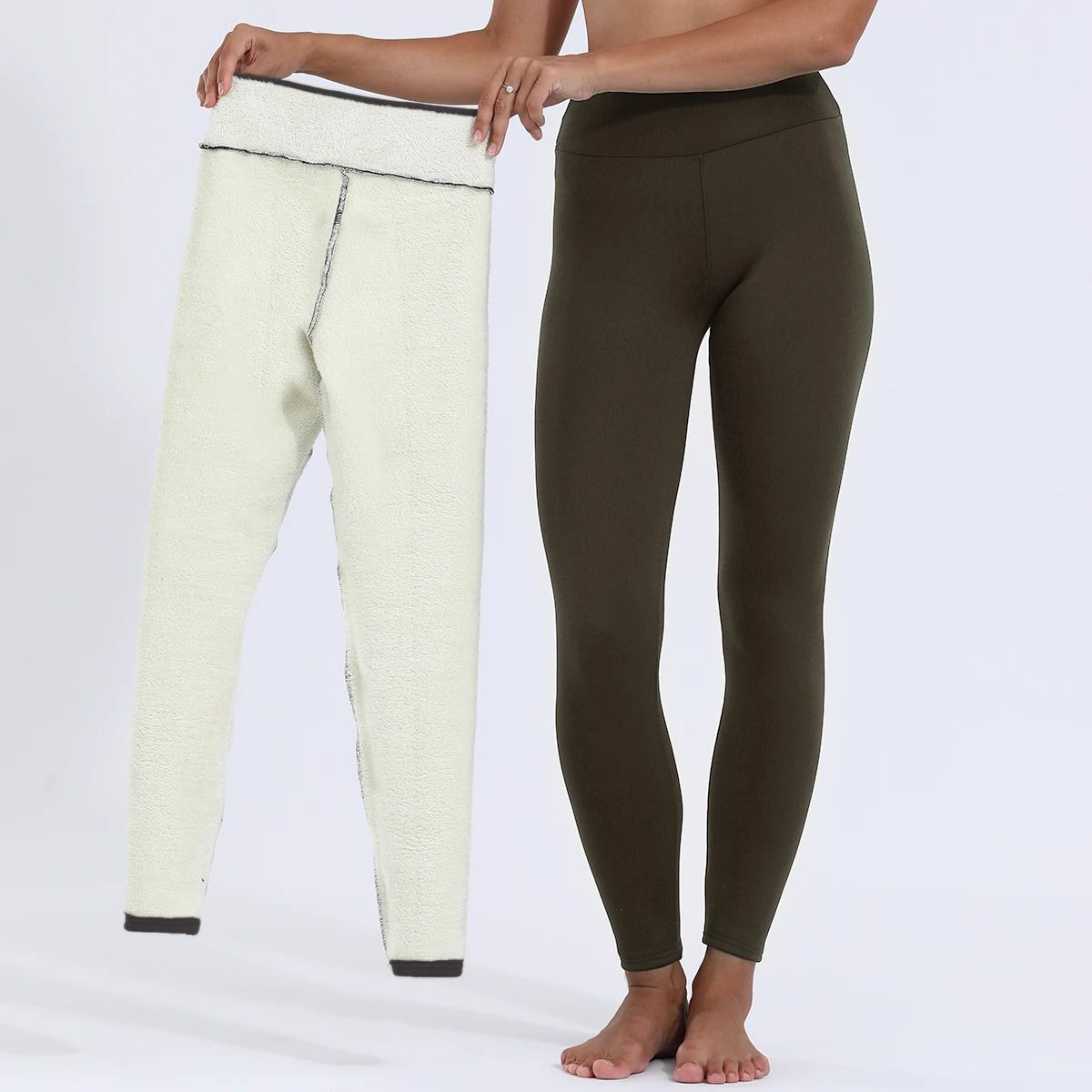 Women's High-Waist Plus Velvet Thermal Leggings – Thick Stretch Warm Winter Pants