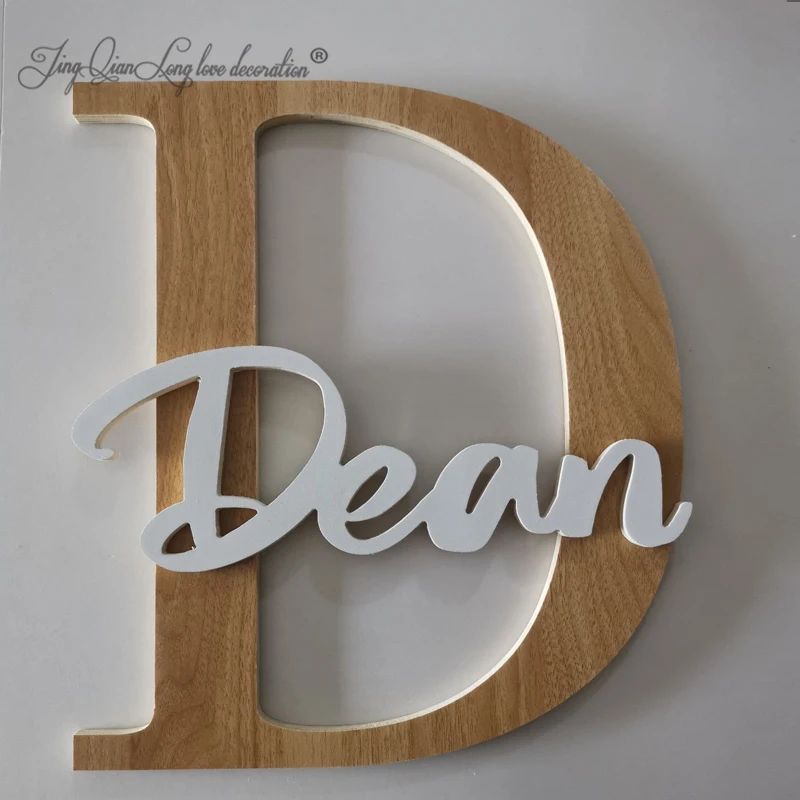 Custom Wooden Name Sign Script Baby Nursery Wall Letters Personalized Kids Room Decor