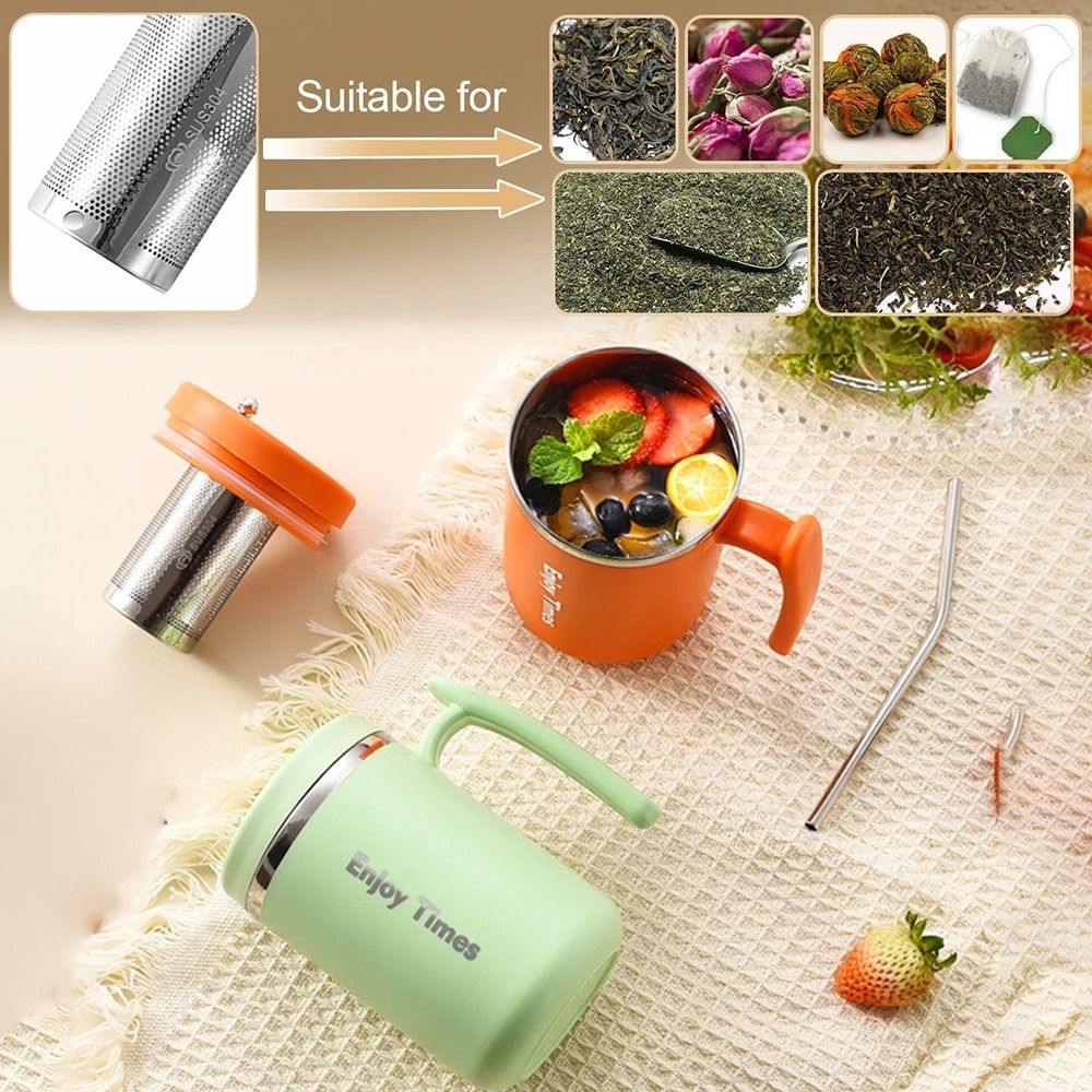 500ML Stainless Steel Tea Infuser Mug with Lid – Ideal for Office and Travel