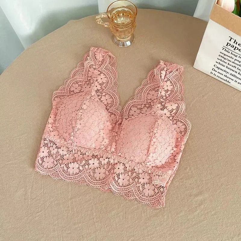 Womens Deep V-Neck Lace Bralette - Wire-Free Sexy Lingerie Camisole