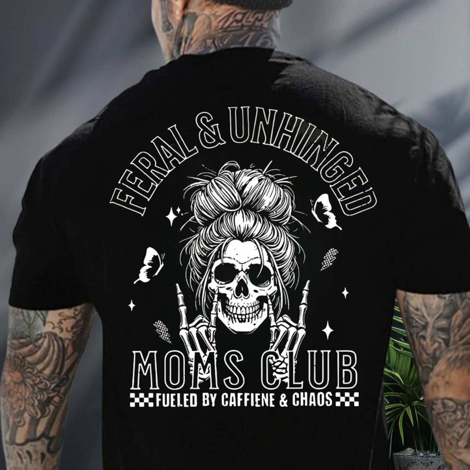 Feral and Unhinged Moms Club Shirt, Skeleton Coffee Mom Shirt, Edgy Mom Graphic Tee, Funny Mom Shirt, Trendy Mom Shirt,