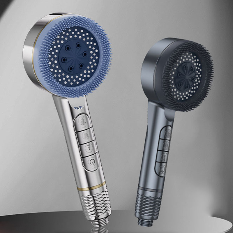 Adjustable Four-Speed Handheld Shower Head with Water Heater Booster and Bathroom Bracket Set