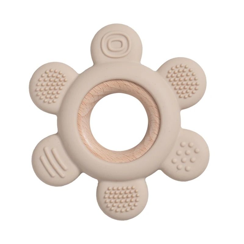 Fruit-Theme Silicone & Wooden Baby Teether – BPA-Free Infant Chewing Toy