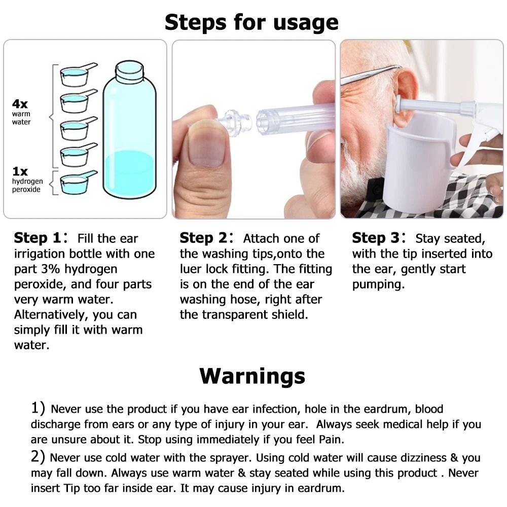 300ml Professional Ear Wax Removal Kit - Safe Water Irrigation System