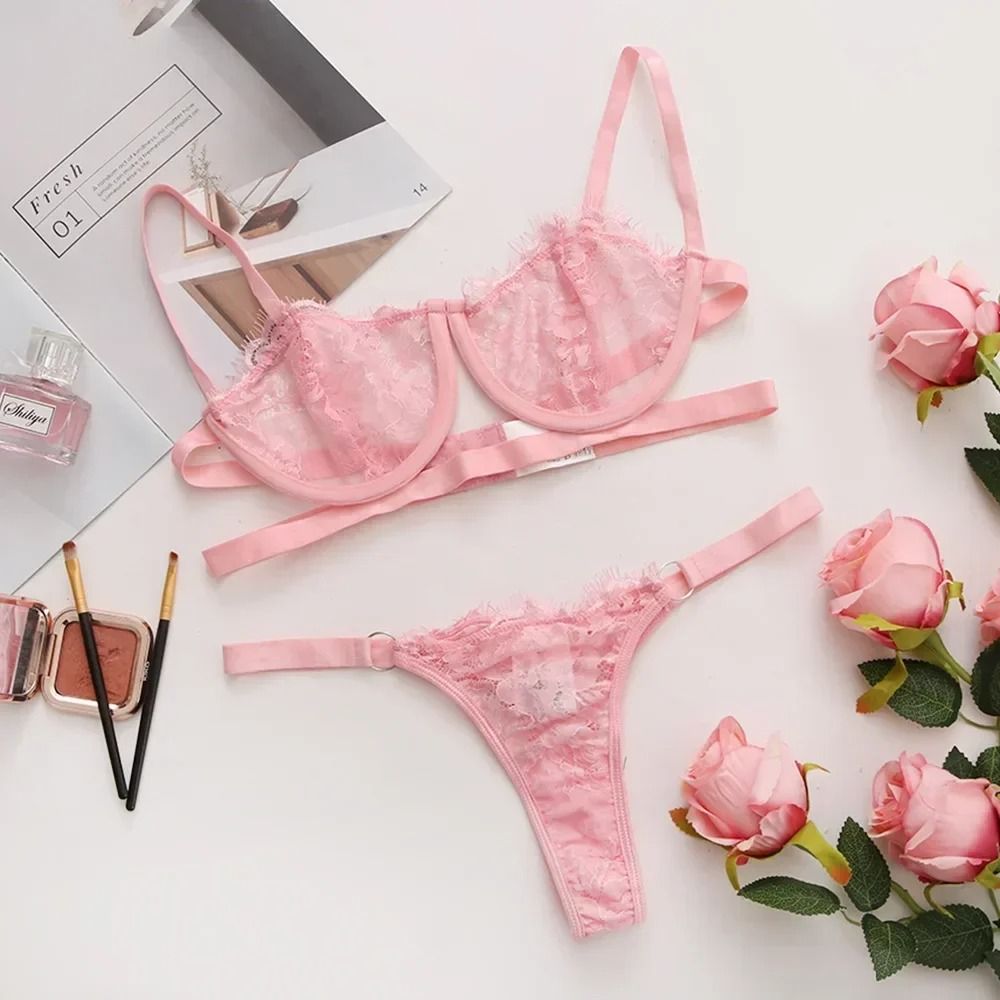 Fairy Embroidery Push Up Bra and Brief Lace Lingerie Set