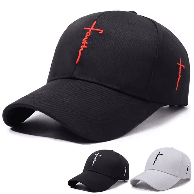 Adjustable Embroidery Baseball Cap English Cross Adjustable Casual Hat for Men, Women and Youth