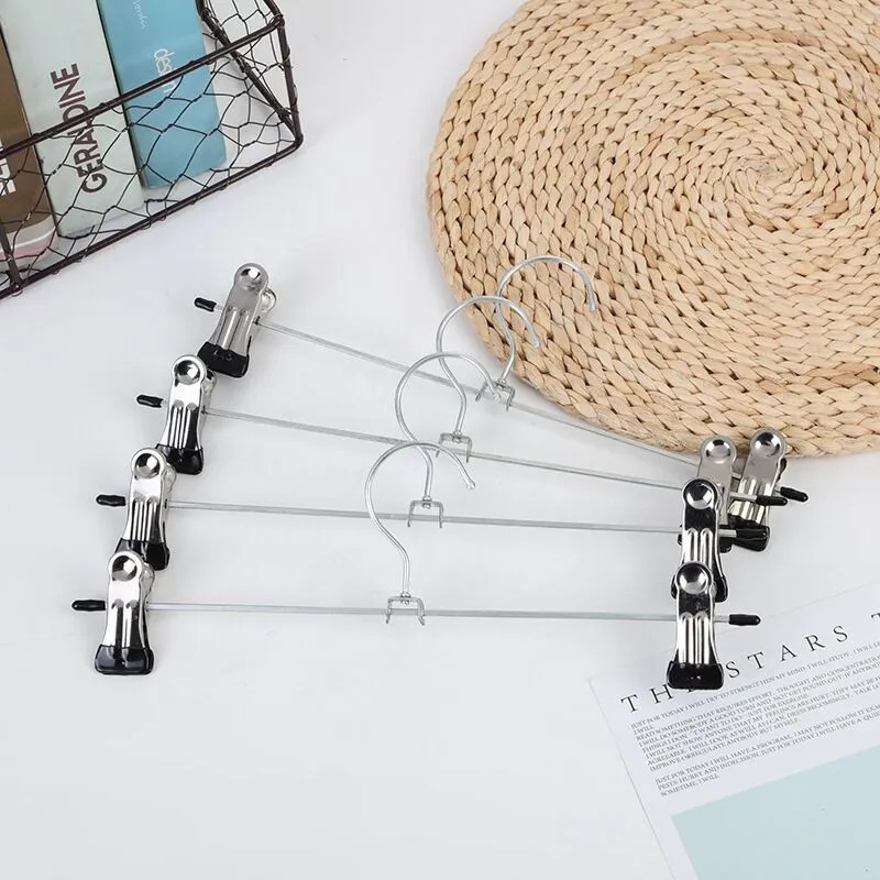 Adjustable Metal Windproof Hanger Non-slip Coat Pants Hangers with Clips for Home Drying Closets Storage Racks
