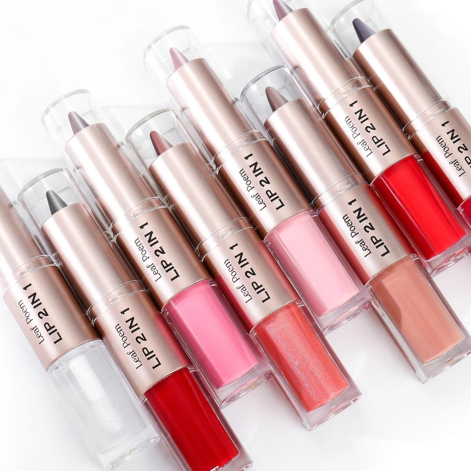 2-in-1 Plumping Lip Contour & Glaze | Double-Head Crystal Lip Gloss Set