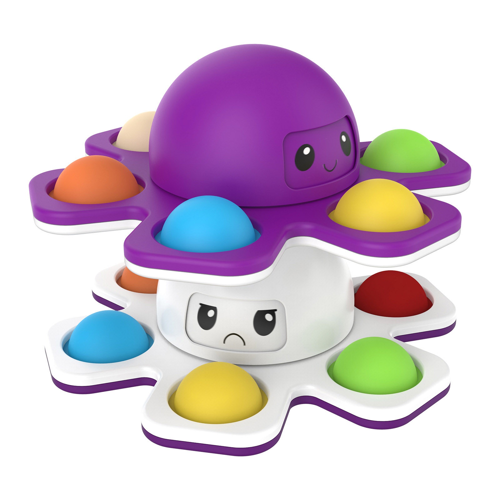 Face-Changing Push Bubble Fidget Spinner, New Anti Stress Toy, Sensory Push Popete Spinner, Stress Relief Fidget Toys