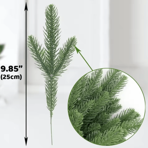 Artificial Pine Branches Set – 20pcs Christmas Pine Stems for DIY Holiday Decor