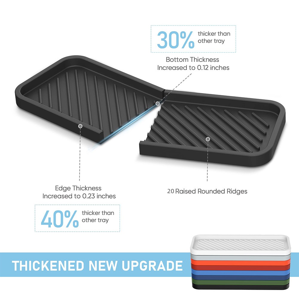 Silicone Sink Tray Self Draining Soap Dispenser and Sponge Holder