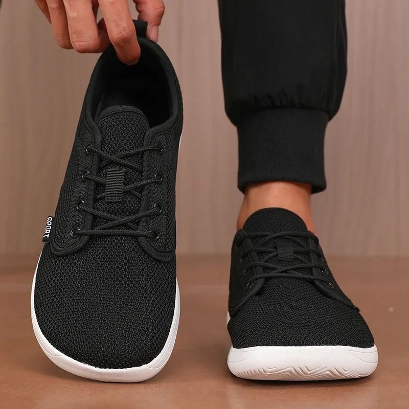 Wide Toe Men Shoes Breathable Knitted Mesh Soft Sole Casual Walking Shoes
