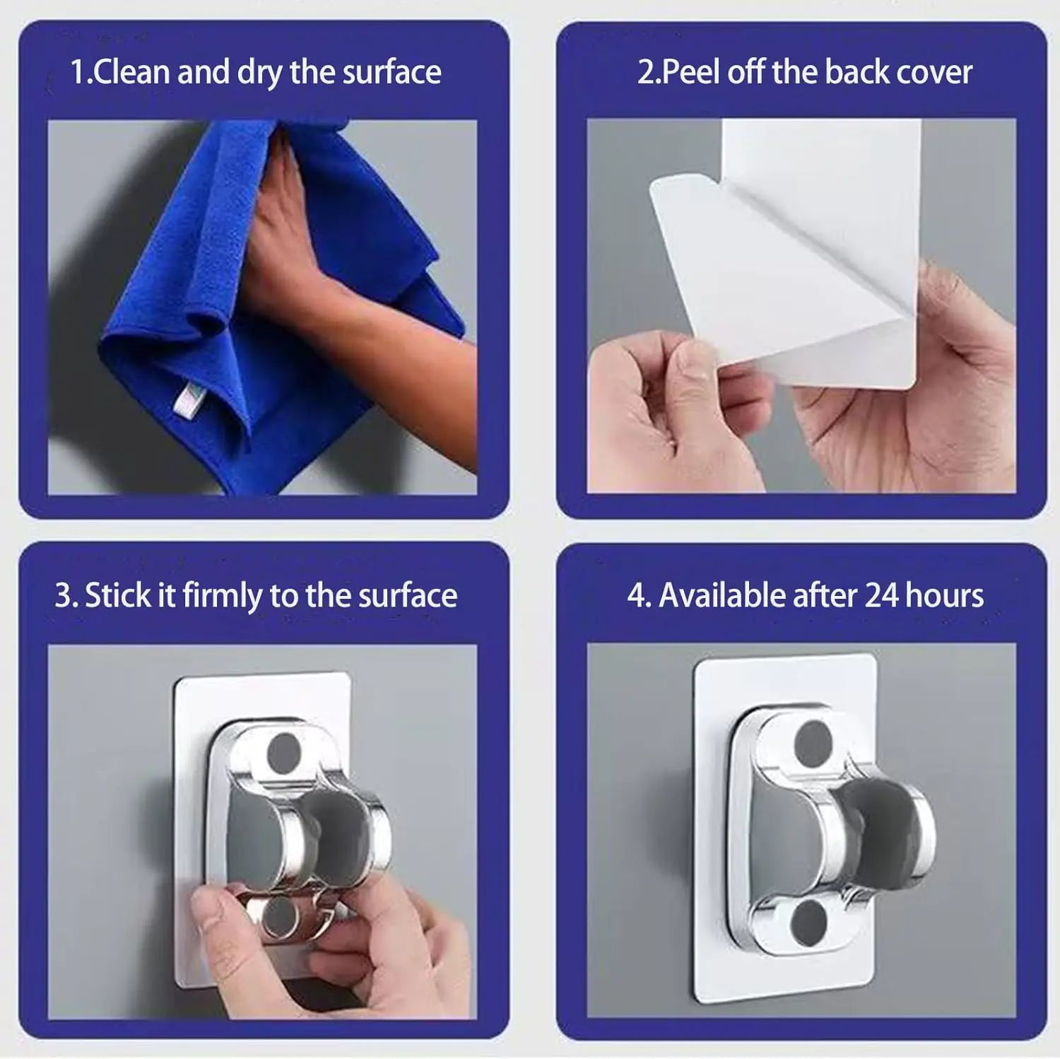 1PC Wall Mount Strong Adhesive Shower Head Holder – ABS Waterproof Adjustable Bathroom Bracket