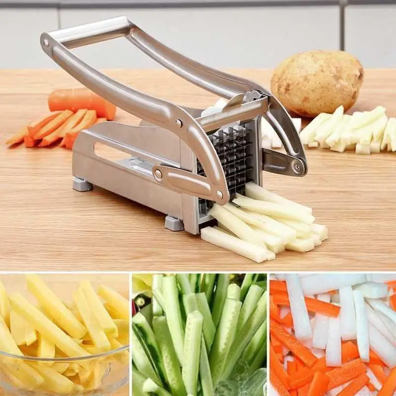 Food Chopper, Stainless Steel Vegetable Cutting Machine, French Fry Slicer, Potato Cutter