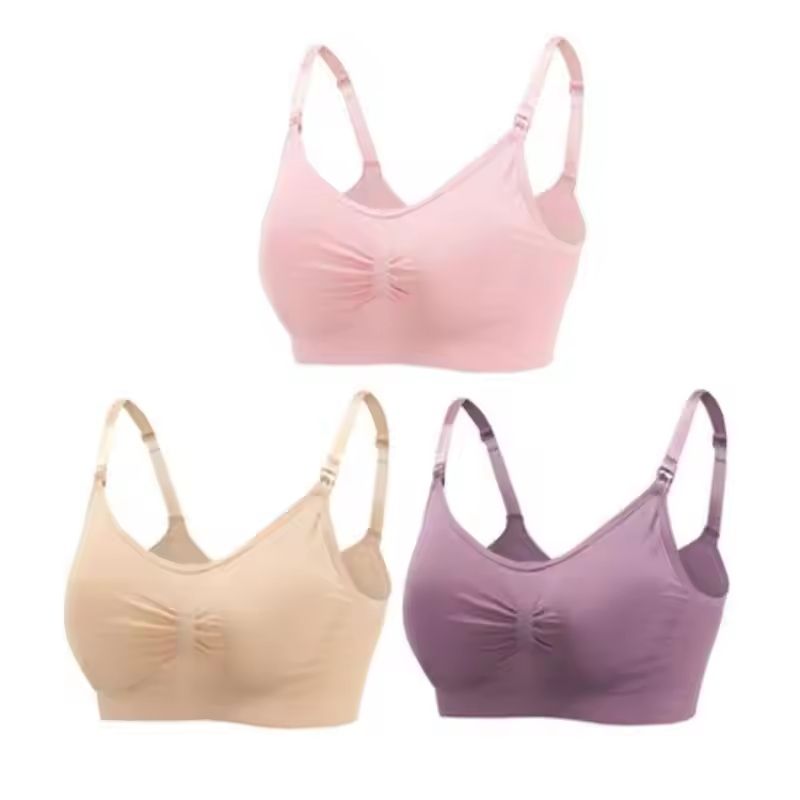 3pcs Maternity Nursing Bras Seamless Cotton Breastfeeding Underwear