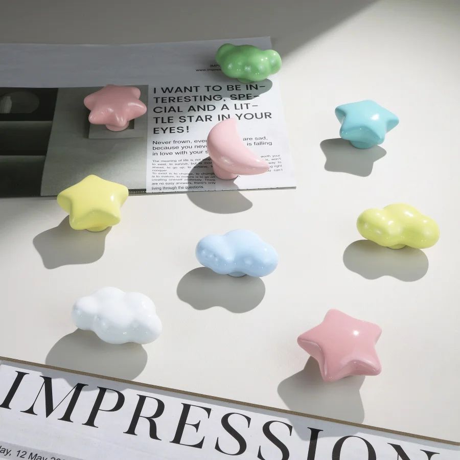 Cute Ceramic Star Moon Cloud Cabinet Knobs