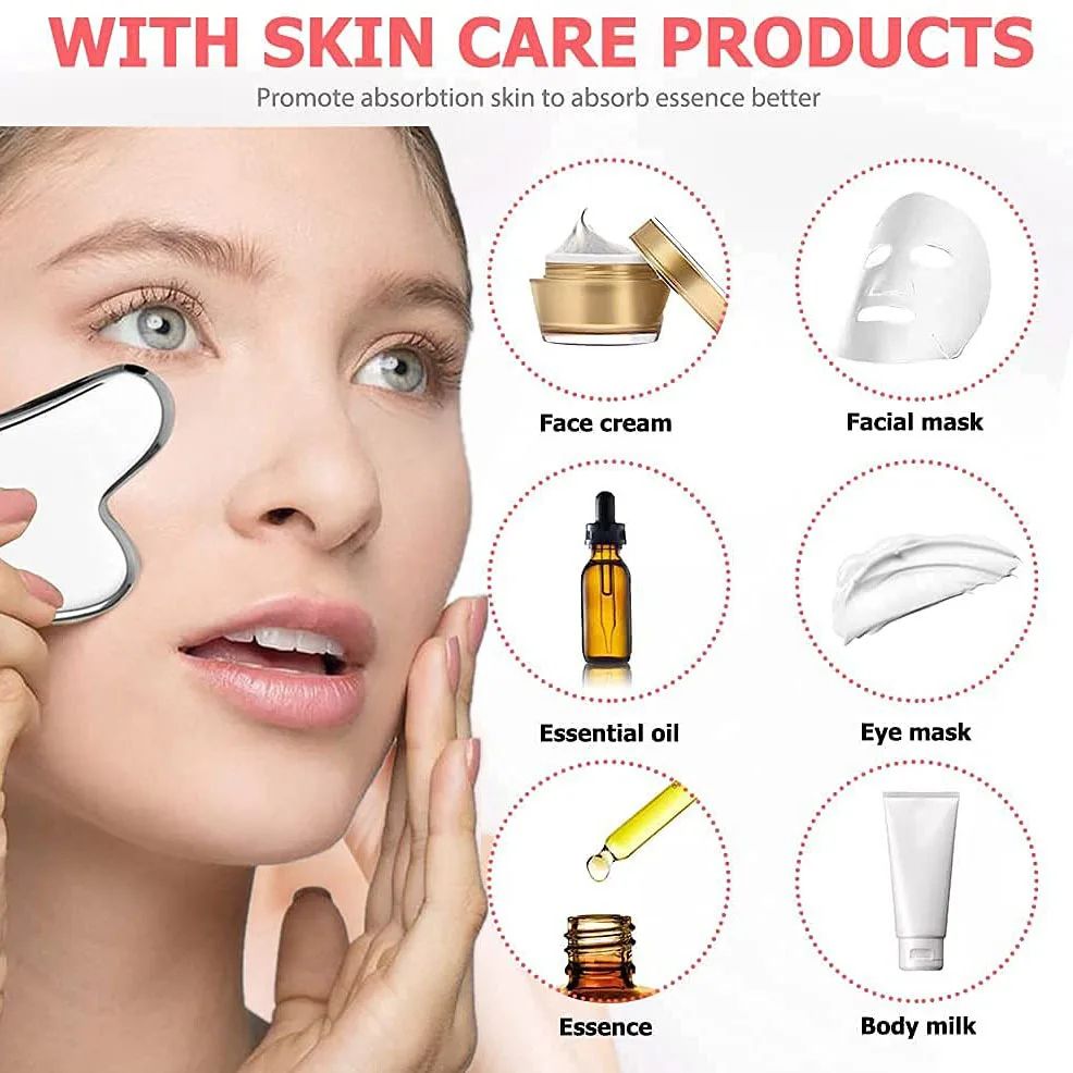 CryoGlow Ice Face Roller & Stainless Steel Gua Sha Facial Sculpting Set