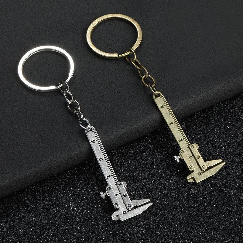 Mini Vernier Caliper Keychain Trendy Decorative Charm for Keys Bags and Backpacks