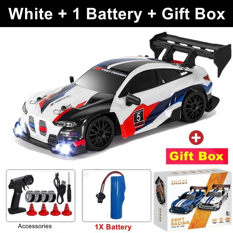 4WD RC Drift Car with LED Lights Rechargeable Remote Control Racing Toy