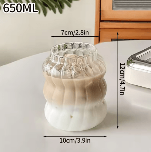 RippleWave Transparent Drinking Glass – Creative Wave Iced Coffee Tumbler