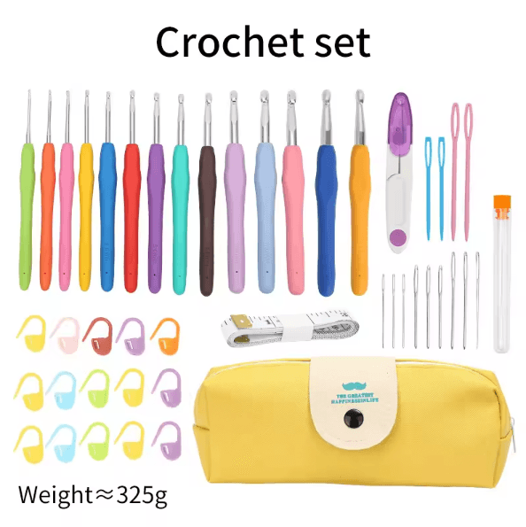 Ergonomic Extra-Long Crochet Hook Set – Complete Beginner Crochet Kit with Case