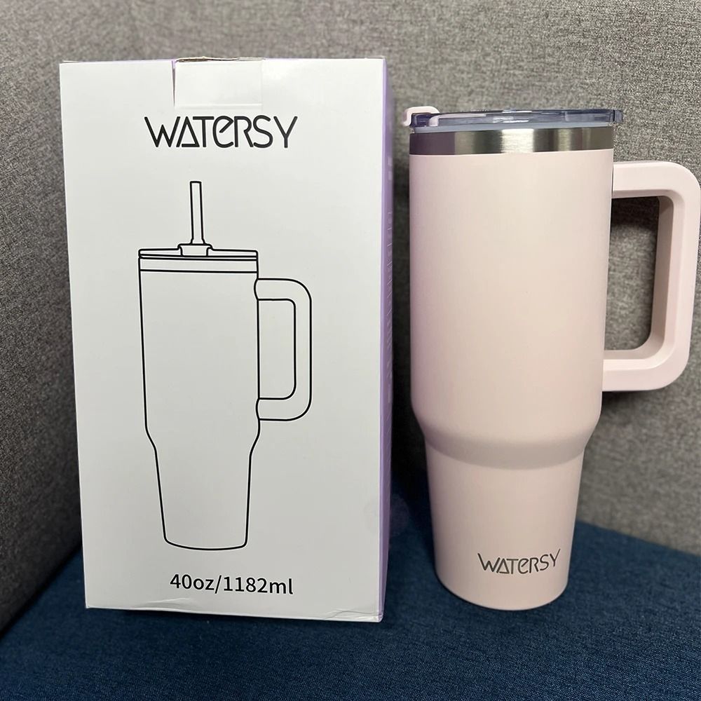 Insulated Stainless Steel Tumbler with Handle and Straw, Large Capacity