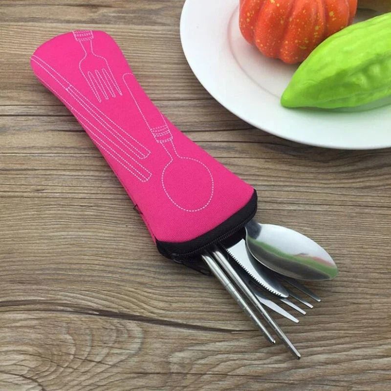 Portable Tableware Bag Cutlery Storage Pouch for Travel Picnic