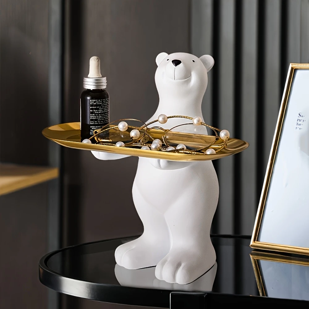 Creative Polar Bear Seated Storage Tray – Decorative Storage for Keys & More