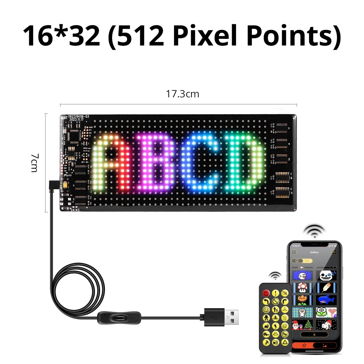 Scrolling Advertising LED Sign Panel, Bluetooth App Control, Customizable Logo Light, Programmable Text