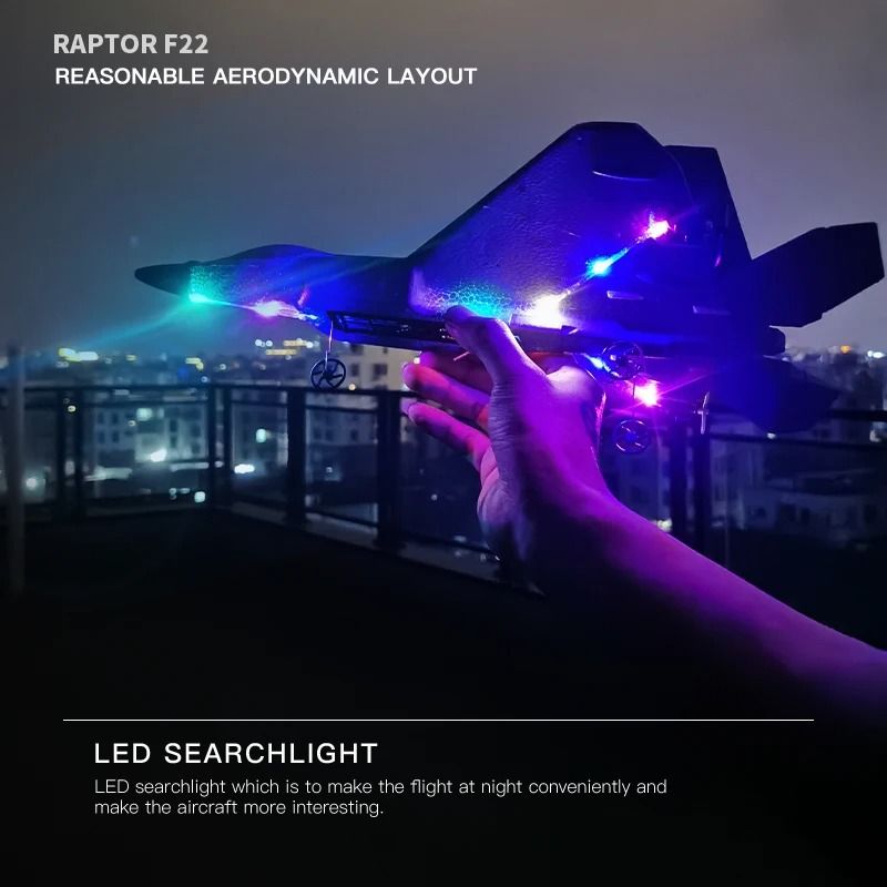 2024 F22S RC Airplane 24G 4 Channel Foam Warplane with LED and Gyroscope