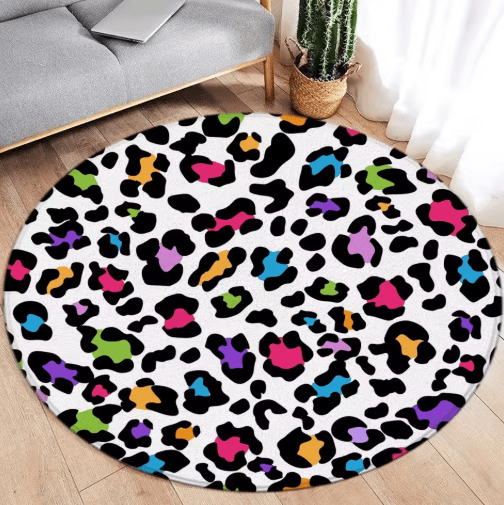 Leopard Print Round Rug – Soft Flannel Animal Print Carpet for Stylish Spaces
