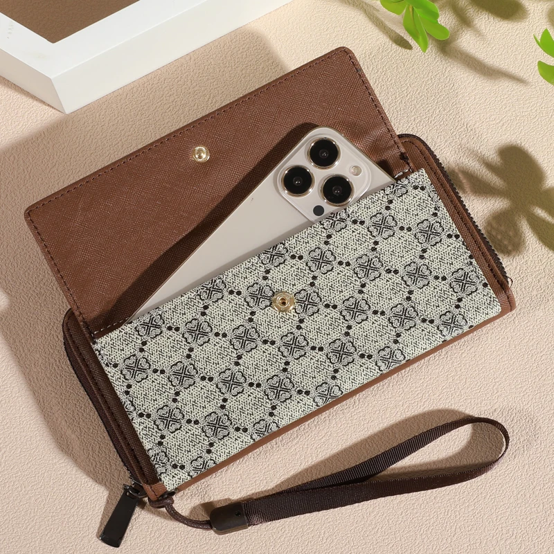 Faux Leather Wallet for Men, Double Layer, Snap Closure, Zippered Card Holder, Photo Compartment