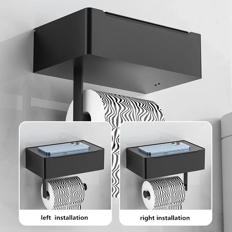 Modern Stainless Steel Toilet Paper Holder with Shelf & Wipes Dispenser