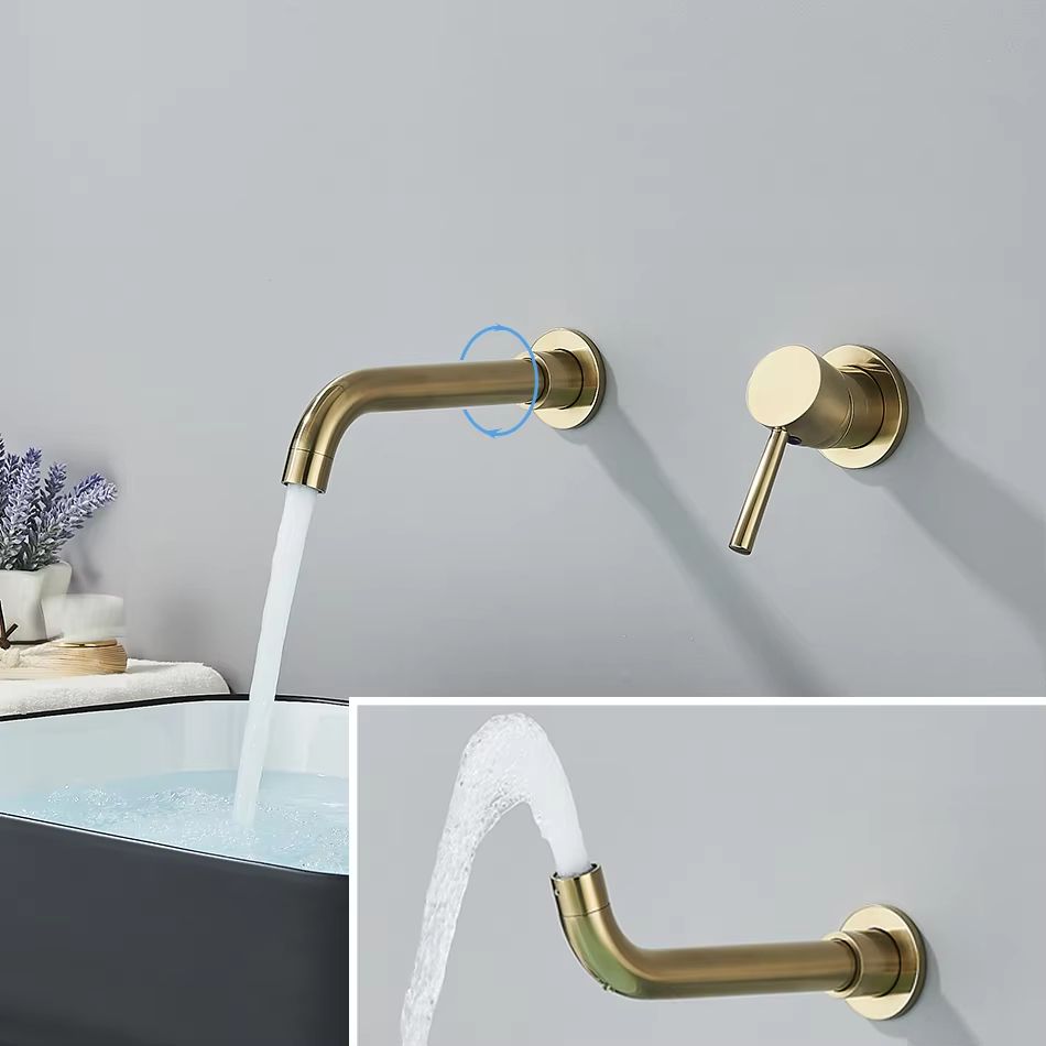 Brushed Gold & Black Concealed Wall Mounted Basin Faucet Mixer