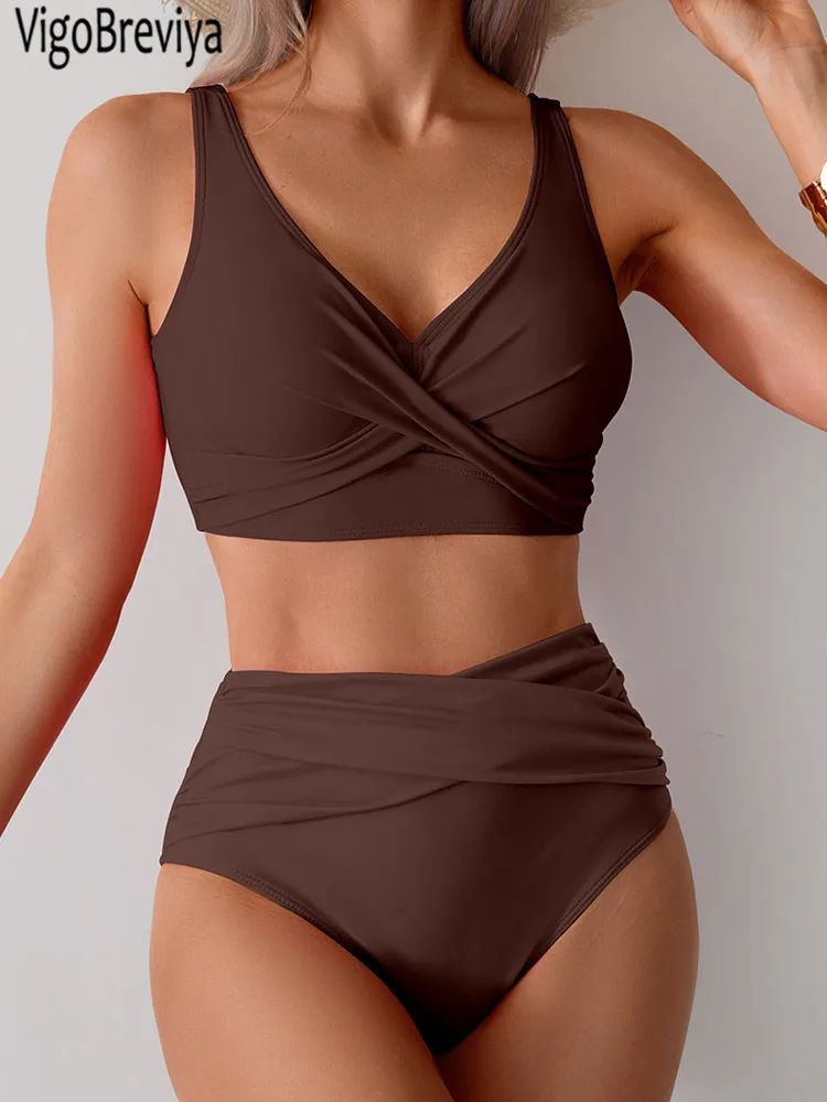 VigoBreviya Strapped High Waist Push Up Bikini Set