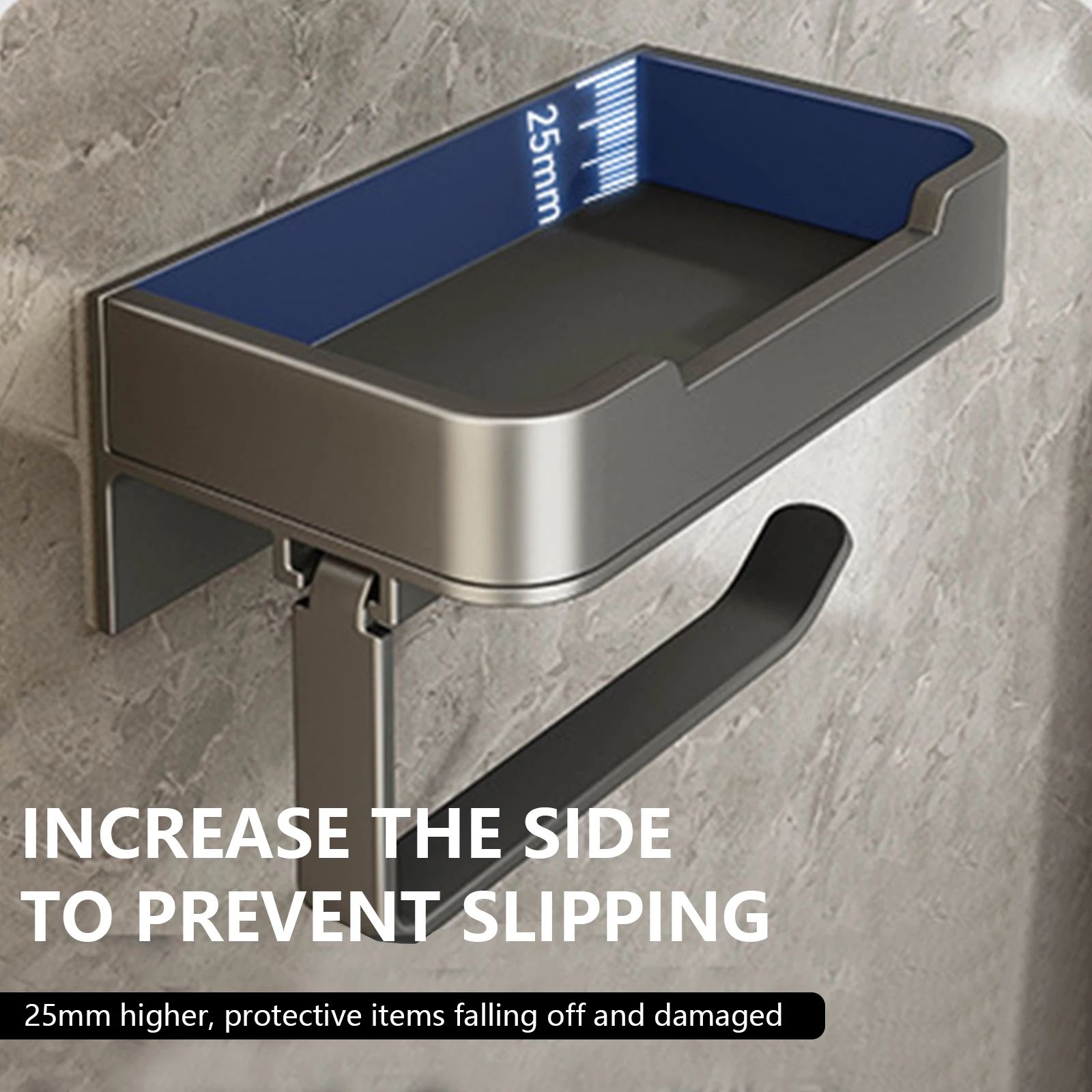 Aluminum Wall Mounted Toilet Paper Holder Shelf